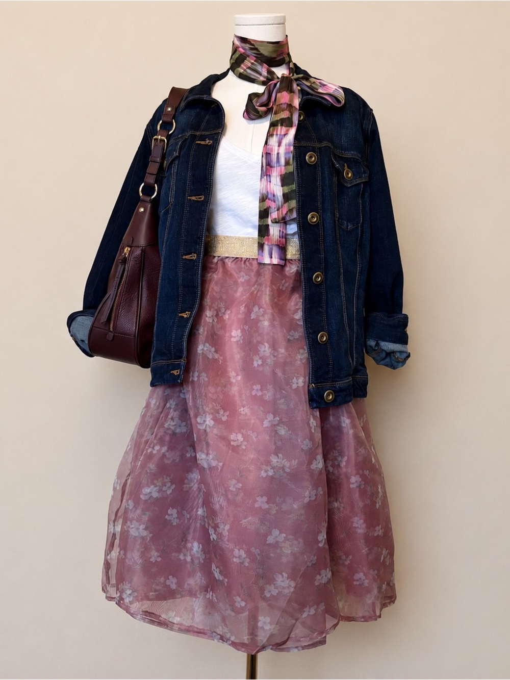 ModCloth Pink Floral Organza Tulle Fairy Feminine Ballet Core Midi Skirt Pink